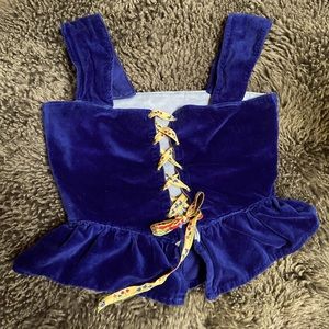 Handmade Velvet Royal Blue Corset Top with cute Lace up front